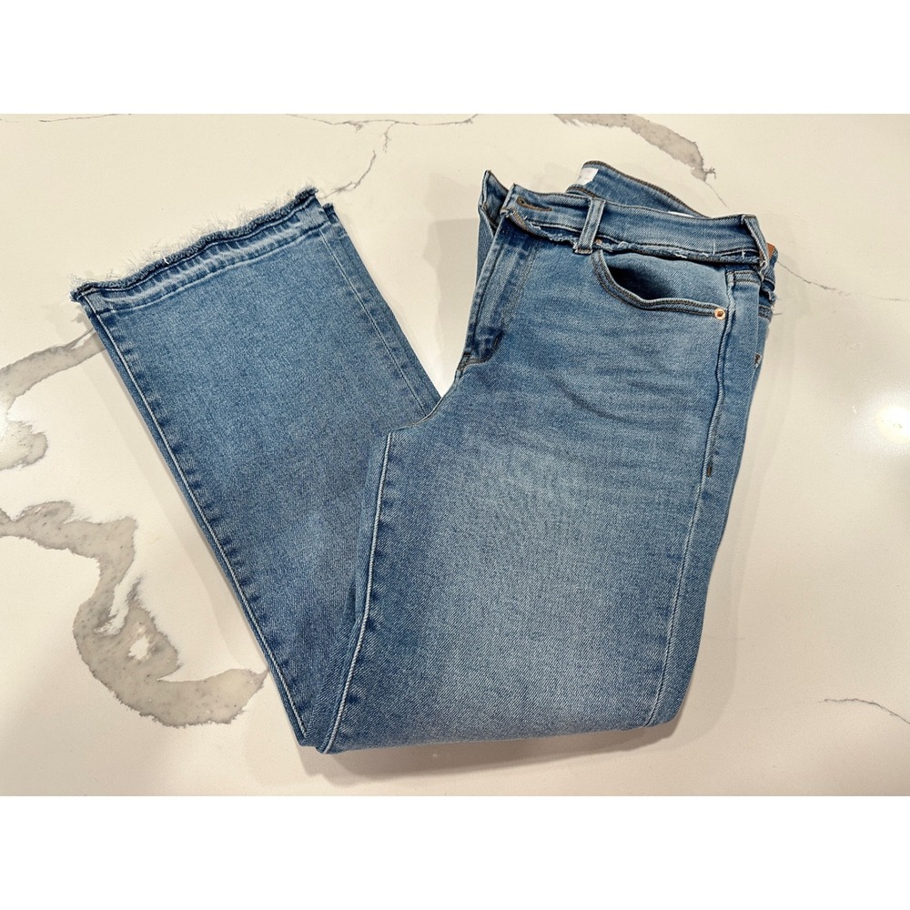 Dear John Jeanne Flare Jeans Medium Wash Frayed Hem Raw Waist 29 DPM-43-A521-SVH